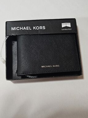 NWT Michael Kors Black Wallet with Silver Logo